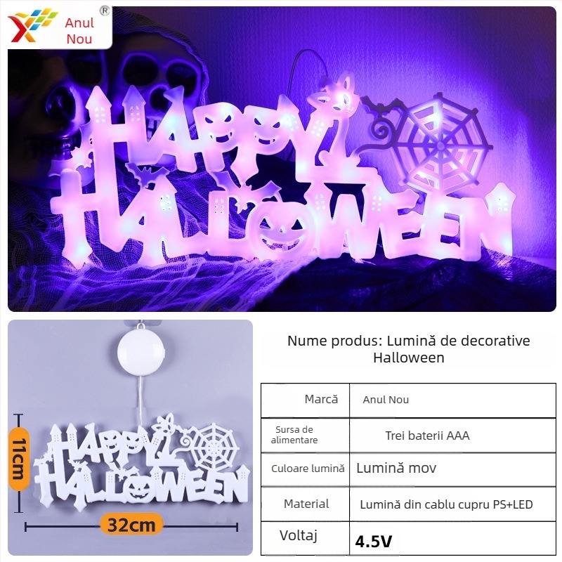 Lumină cu litere, ventuză pentru Halloween – Plastic, ornamente de agățat pentru fereastră, element de layout pentru site, stil 384232785