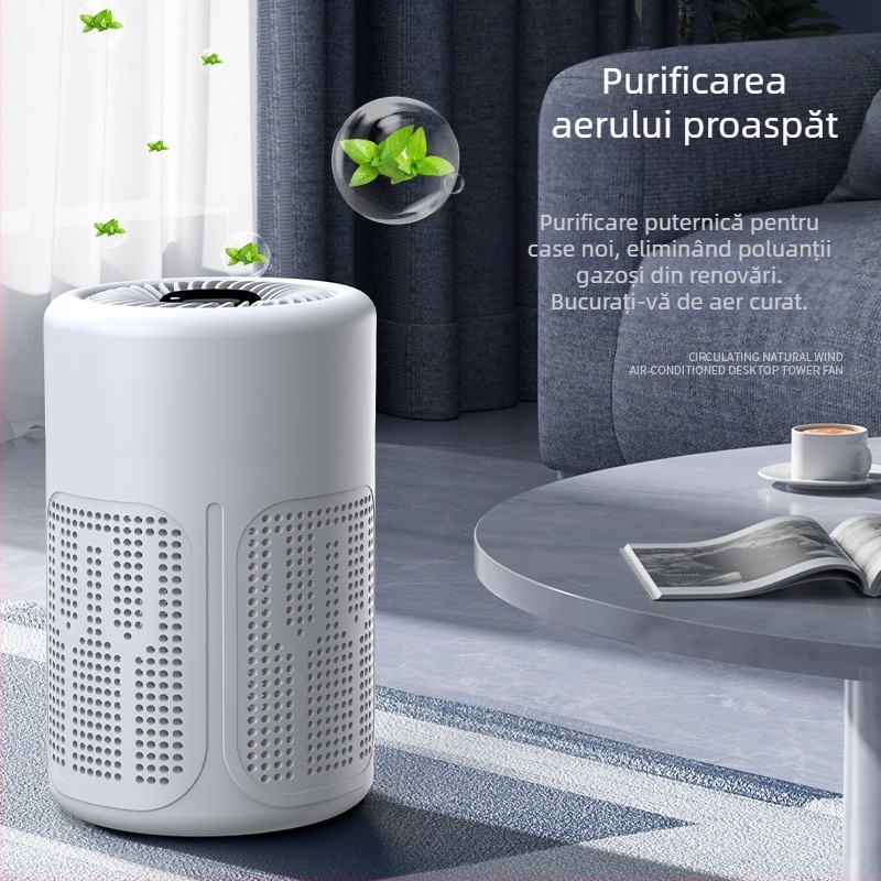 Purificator de aer USB cu filtrare HEPA, cărbune activ și fotocatalizator; elimină formaldehidă și mirosuri; zgomot redus