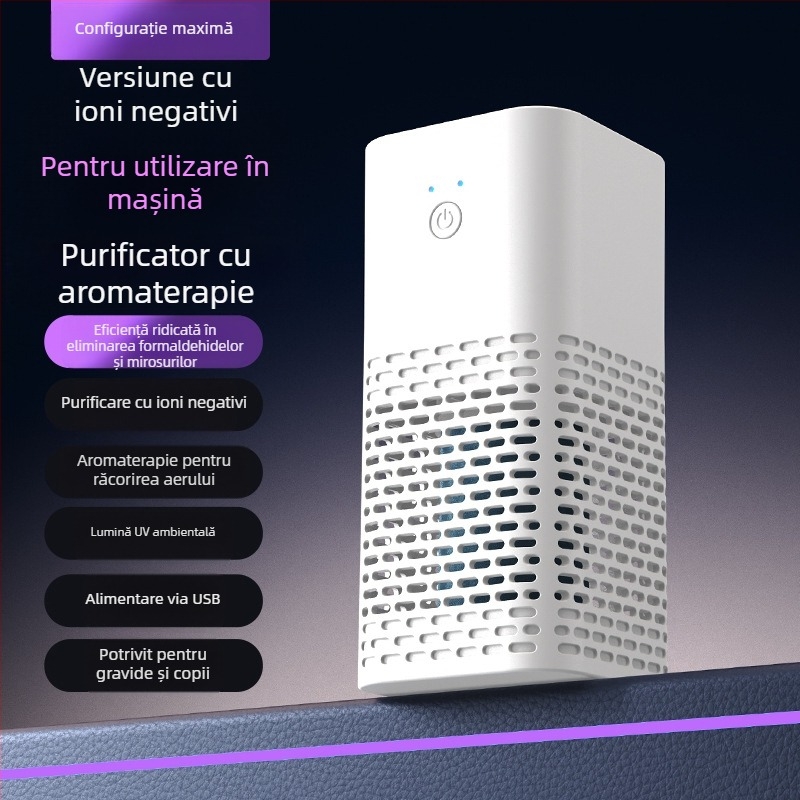 Purificator de aer pentru mașină cu aromaterapie – Model AP-1288, 2W, alimentare USB, 5V