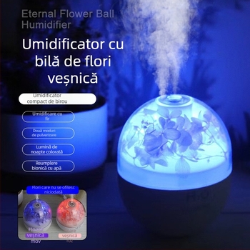 Umidificator floral și difuzor de aromaterapie pentru dormitor și birou, difuzor de birou USB cu 3 ieșiri de ceață, design premium