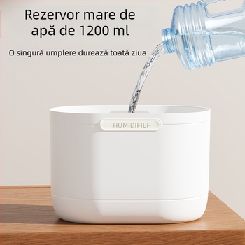 Umidificator cu trei duze, 1,2 L, pentru sufragerie și dormitor, cu posibilitatea adăugării de uleiuri esențiale, umidificator USB de birou