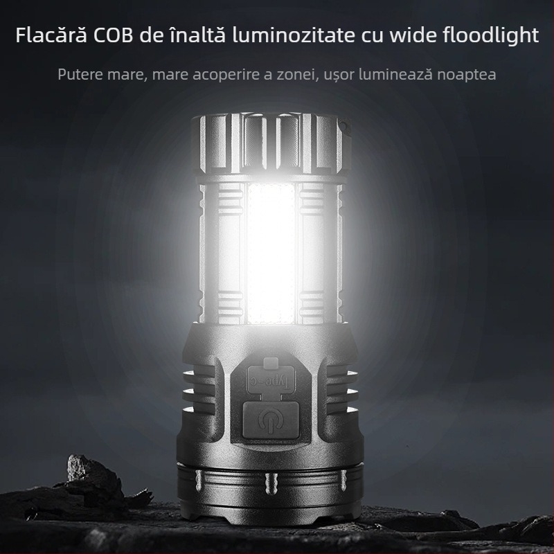 Lanternă mică din plastic, design monstru cu nouă ochi, iluminare laterală, COB LED, coadă magnetică, clips lateral