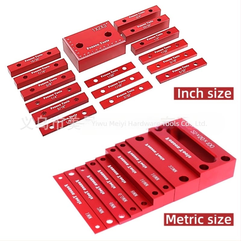 Set din aluminiu pentru înălțime — Blocuri de înălțime pentru tâmplărie cu tijă de montaj de precizie pentru planere și circular saw