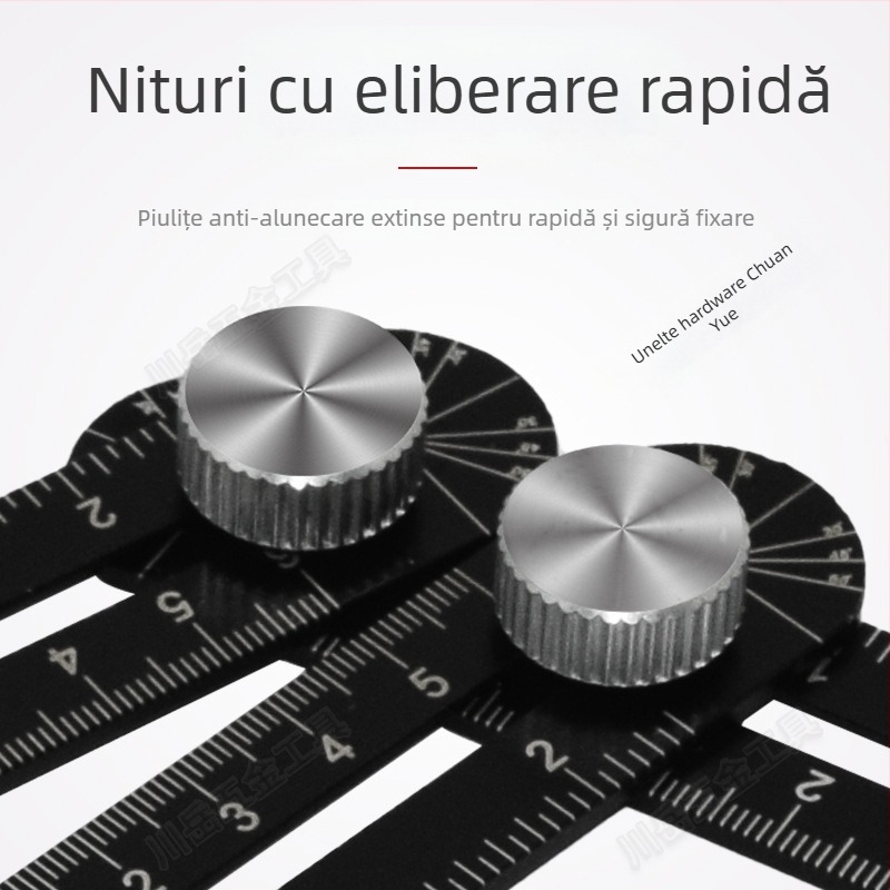 Ruletă pliabilă cu șase segmente pentru găuri de plăci, instrument universal de poziționare a zidăriei, riglă unghiulară, aliaje de aluminiu