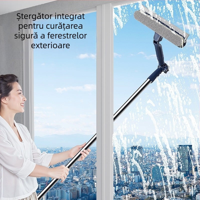 Curățător de ferestre din oțel inoxidabil, cu două fețe, pentru uz casnic, racletă pentru sticlă