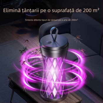 Lampă pentru țânțari cu șoc electric, reîncărcabilă, LED, carcasă ABS, plasă de aluminiu, baterie încorporată 1001–1600 mAh, acoperire până la 10 m²
