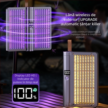 Dispozitiv electric pentru țânțari patru în unu, rotativ la 360°, pliabil, reîncărcabil, lampă de noapte, acoperire 11–20 m²