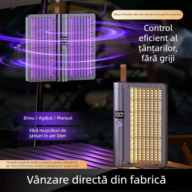 Dispozitiv electric pentru țânțari patru în unu, rotativ la 360°, pliabil, reîncărcabil, lampă de noapte, acoperire 11–20 m²