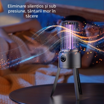 Lampa omorâtoare de țânțari pentru interior/exterior — capcană cu LED prin undă de lumină și șoc electric, baterie încorporată 2000–2500mAh, acoperire 11–20㎡