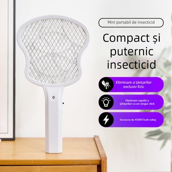 Rachetă electrică pentru țânțari, mâner, LED, plasă din aluminiu, cap fix, fără baterie încorporată, până la 10 m²