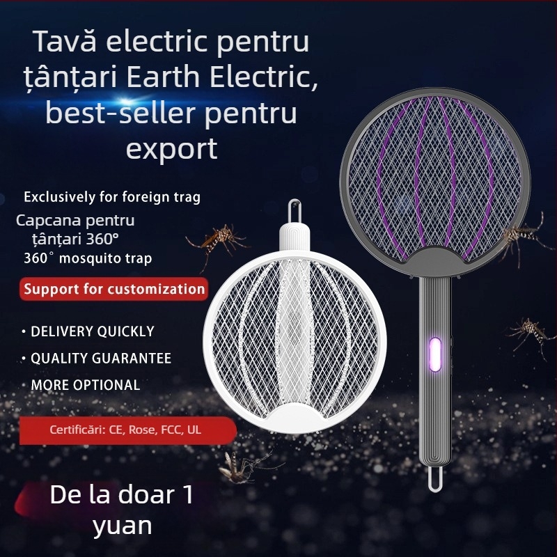 Ușor electric pentru țânțari - pliabil 4 în 1, încărcabil, LED, baterie încorporată 501–800mAh