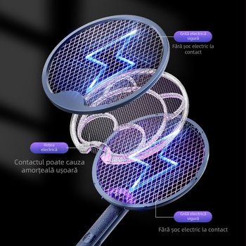 Aparat electric pentru țânțari, pliabil, cu baterie încorporată 501–800 mAh, rotație de 180°, acoperire 21–30 m², plasă NiZnFe
