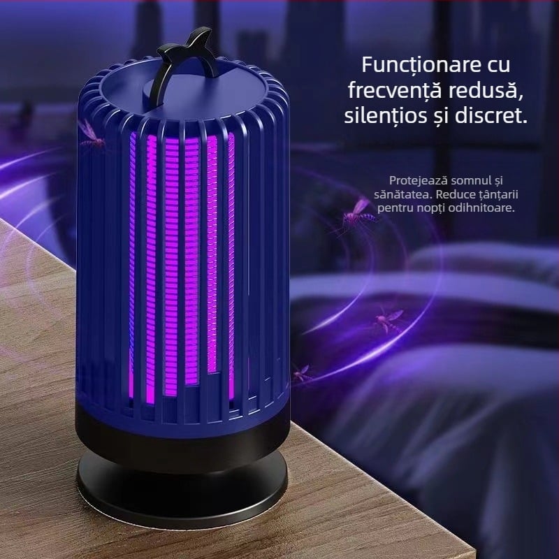 Lampă anti țânțari pentru interior, funcționare silențioasă cu șoc electric și UV, carcasă PP, potrivită pentru încăperi până la 10㎡