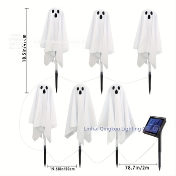 Lampă solară Halloween – fantomă pentru curte/grădină, lampă de teren – IP65, 0,3W, 6–12 ore, materiale: plastic/artă din fier/țesătură, certificat CE