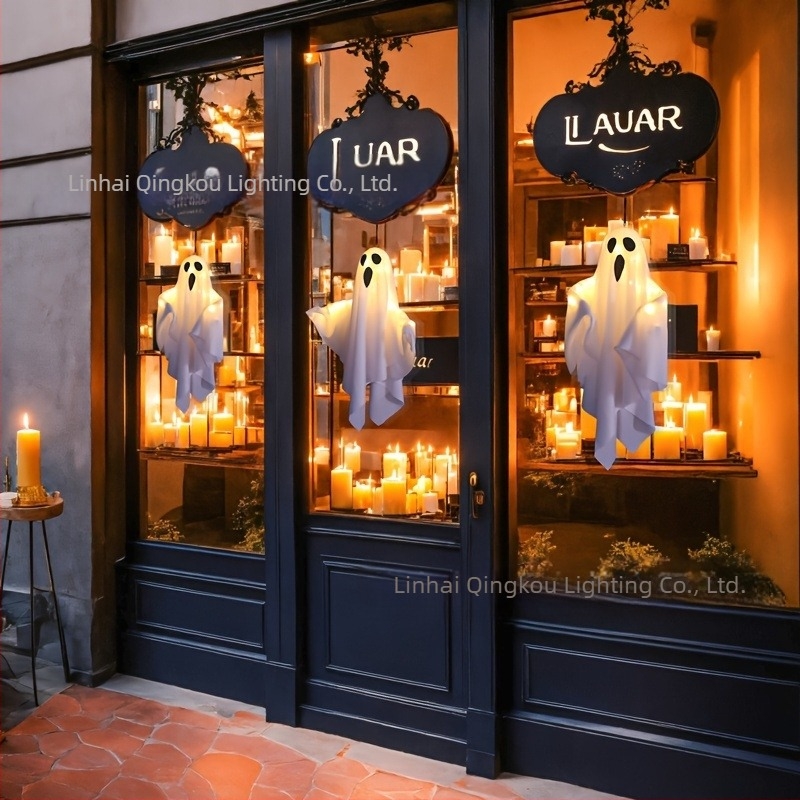 Lampă solară Halloween – fantomă pentru curte/grădină, lampă de teren – IP65, 0,3W, 6–12 ore, materiale: plastic/artă din fier/țesătură, certificat CE