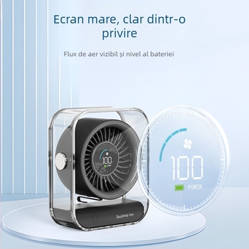 Ventilator de birou USB, baterie încorporată 4000-6000 mAh, motor brushless, 6 palete, 5 V