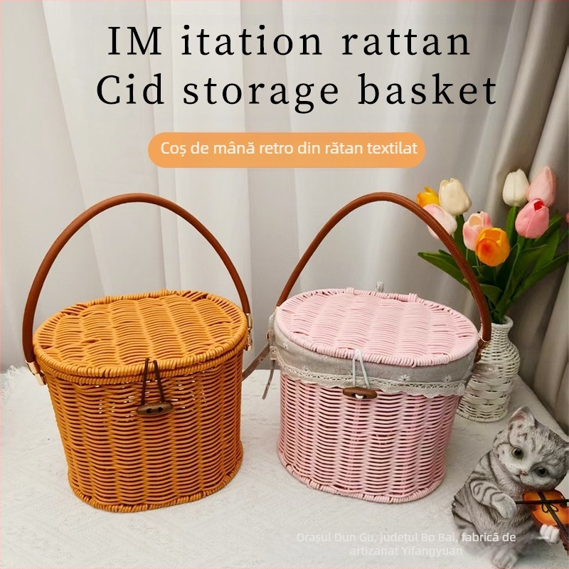 Cutie cadou din metal, aspect de ratan, stil chinezesc nou, personalizabilă