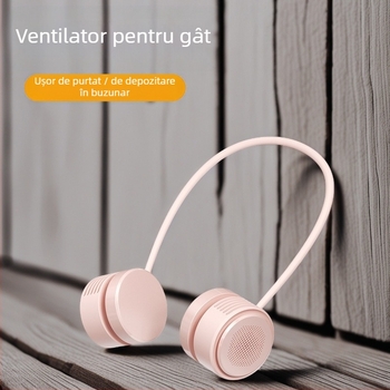 Ventilator pentru gât USB portabil, mini cu baterie încorporată 1200–2000 mAh, 3 trepte, motor brushless