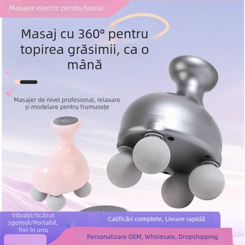 Masajer Fascia Gun portabil pentru gât, umeri și corp, masaj cu percuție electric cu 4 capete, LCD, 5+ niveluri de viteză, baterie încorporată 500–800 mAh, zgomot 46–70 dB