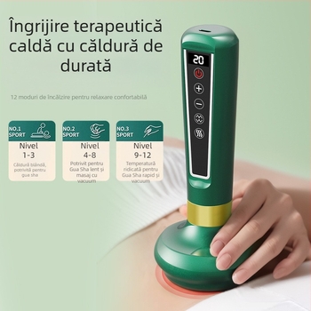 Dispozitiv inteligent de cupping cu presiune negativă și scraping, încălzire, perie pentru meridiane, încărcare și control prin buton