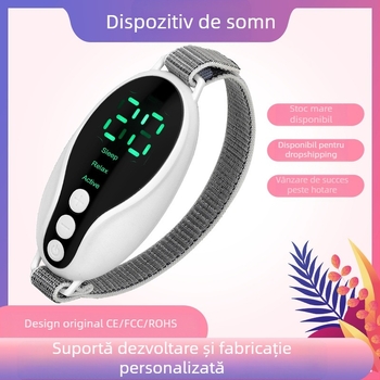 Dispozitiv portabil pentru somn, cu baterie încorporată reîncărcabilă, afișaj digital, control prin cablu, terapie cu puls și bandă cu microcurent