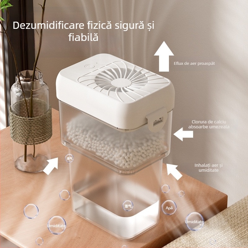Mini dezumidificator pentru garderobă | CS268, USB 5V, Funcționare mecanică, Fără temporizator