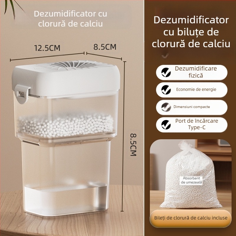 Mini dezumidificator pentru garderobă | CS268, USB 5V, Funcționare mecanică, Fără temporizator
