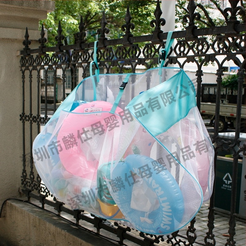 Geantă din plasă țesută din plastic pentru gardul piscinei, capacitate mare de depozitare pentru inelelor și mingilor de înot, sigilare automată, material PP, încărcare 1-10