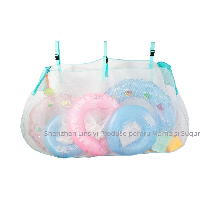 Geantă din plasă țesută din plastic pentru gardul piscinei, capacitate mare de depozitare pentru inelelor și mingilor de înot, sigilare automată, material PP, încărcare 1-10
