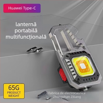 Lampă LED multifuncțională pentru breloc cu COB, 10W, baterie 500mAh reîncărcabilă, corp din aliaj de aluminiu, cârlig