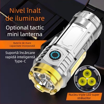Lanternă LED cu clips pentru pălărie, 5W, reîncărcabilă, corp din plastic, rază 50–100 m