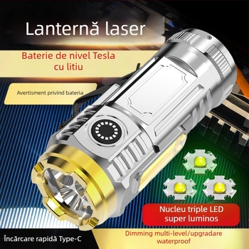 Lanternă LED cu clips pentru pălărie, 5W, reîncărcabilă, corp din plastic, rază 50–100 m