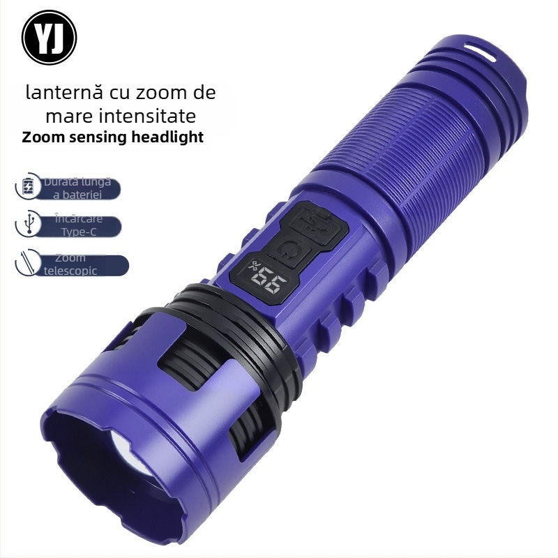 Lanternă LED, alimentare manuală, 5W, 1200mAh, rază 100–200 m