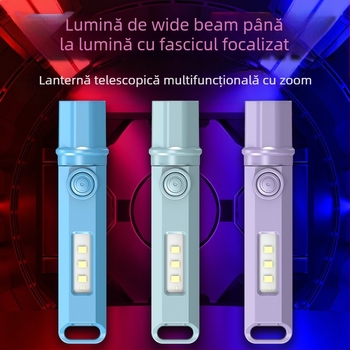 Lanternă LED compactă, telescopică, multifuncțională pentru outdoor, 1W, 1200 mAh, rază 100–200 m, autonomie 3–5 h