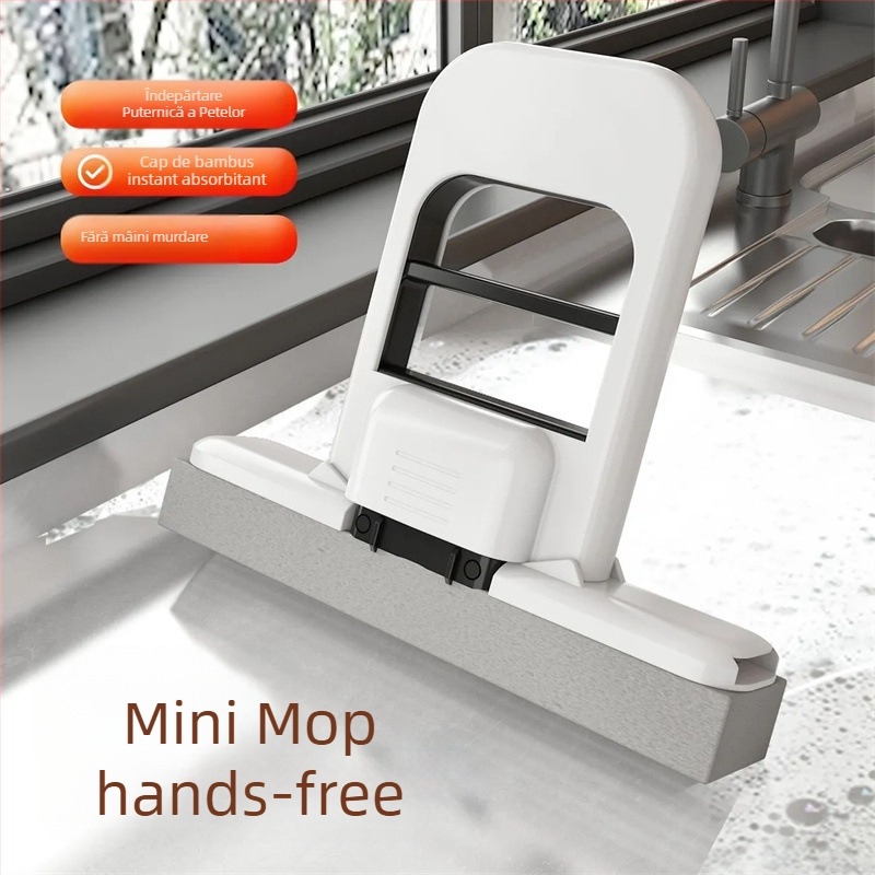 Mop Mini Manual - Mop cu burete absorbant pentru uz casnic, Crown Brand, metal, lansat în 2025, potrivit pentru pisici