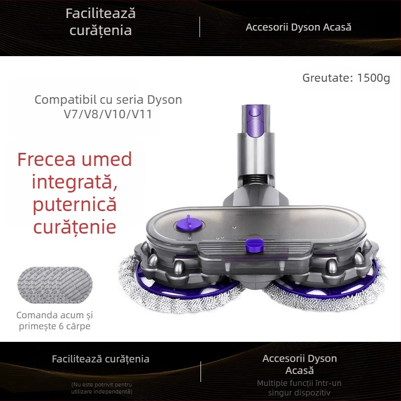 Accesorii pentru aspirator Dyson: cap de mop compatibil cu modelele V6–V15, curățare umedă și uscată