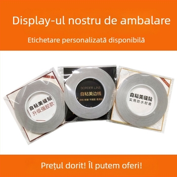 Bandă autoadezivă pentru marginea plăcilor, finisaj auriu periat – decor pentru pereți și podele