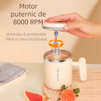 Cupă funcțională cu amestecare, perete dublu, 300 g, material PP, personalizare disponibilă