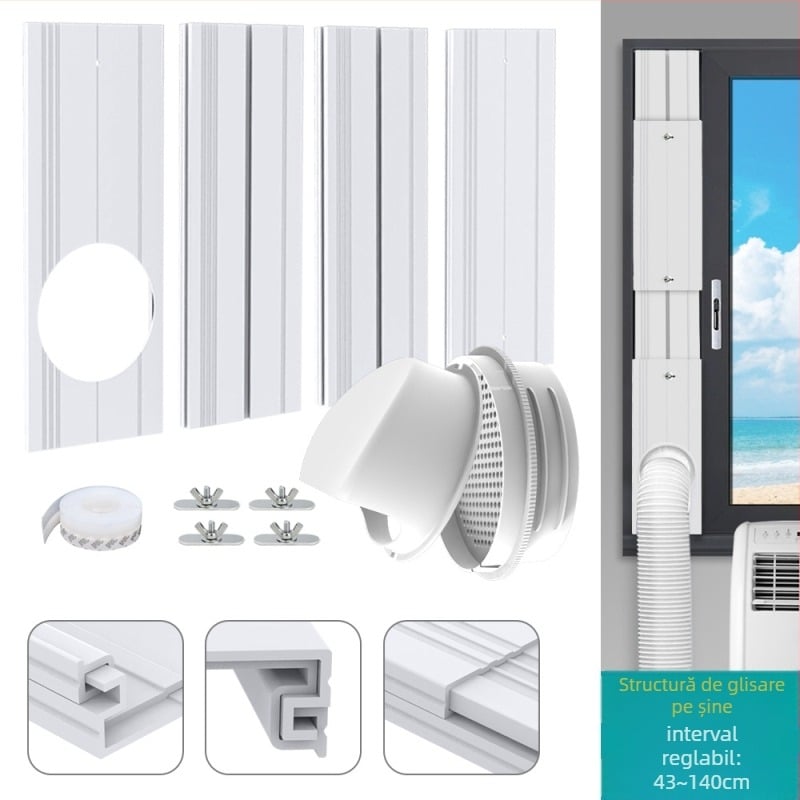 Kit pentru parbrizul mobil de climatizare: etanșare reglabilă a ferestrei și interfață universală 4 în 1, model 9000111