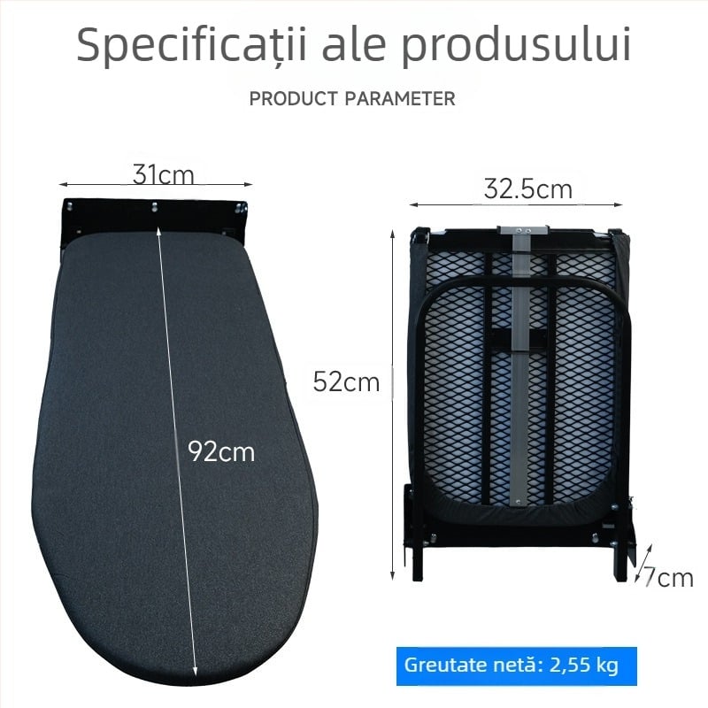 Masa de călcat pliabilă pe perete cu suport pentru fier și agățător – husă din bumbac, pernă din bumbac, cadru din oțel carbon, picioare din plastic; 4 bucăți în cutie