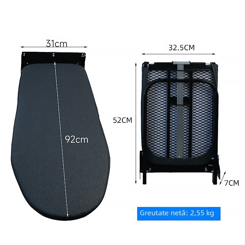 Masa de călcat pliabilă pe perete cu suport pentru fier și agățător – husă din bumbac, pernă din bumbac, cadru din oțel carbon, picioare din plastic; 4 bucăți în cutie