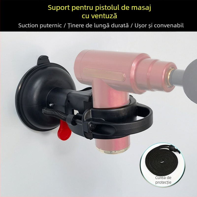 Suport pentru pistol de masaj cu cupă de vid pentru relaxarea mușchilor cervicali • Motor fără perii • 5 trepte sau mai multe • 1 cap de masaj • Fără baterie • Zgomot sub 36 dB