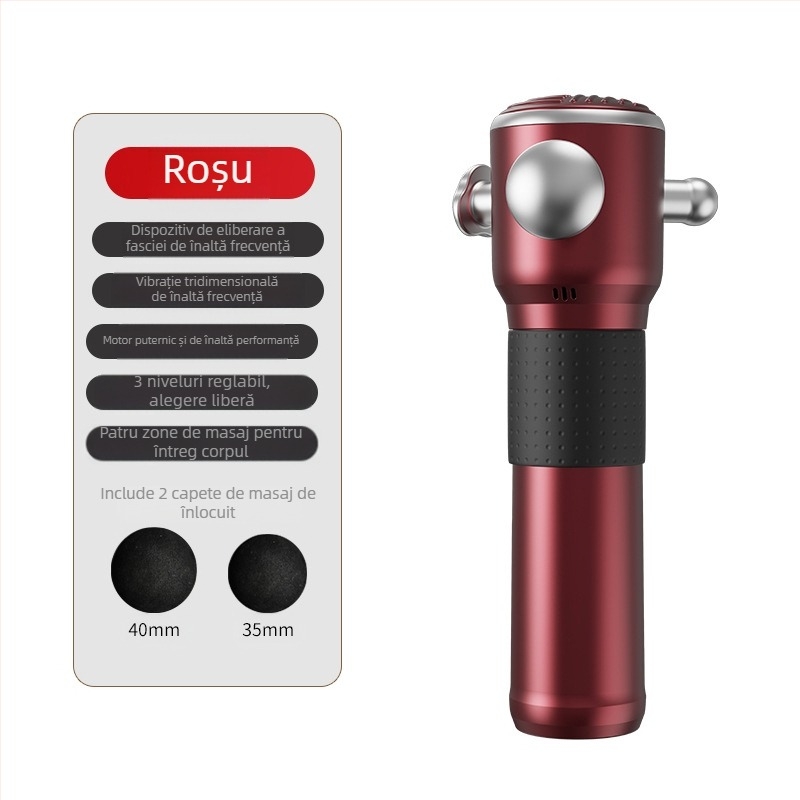 Masajer fascie cu motor brushless, ecran LCD, 3 trepte de viteză, 3 capete, baterie încorporată 1200–2000 mAh (3–6 h)