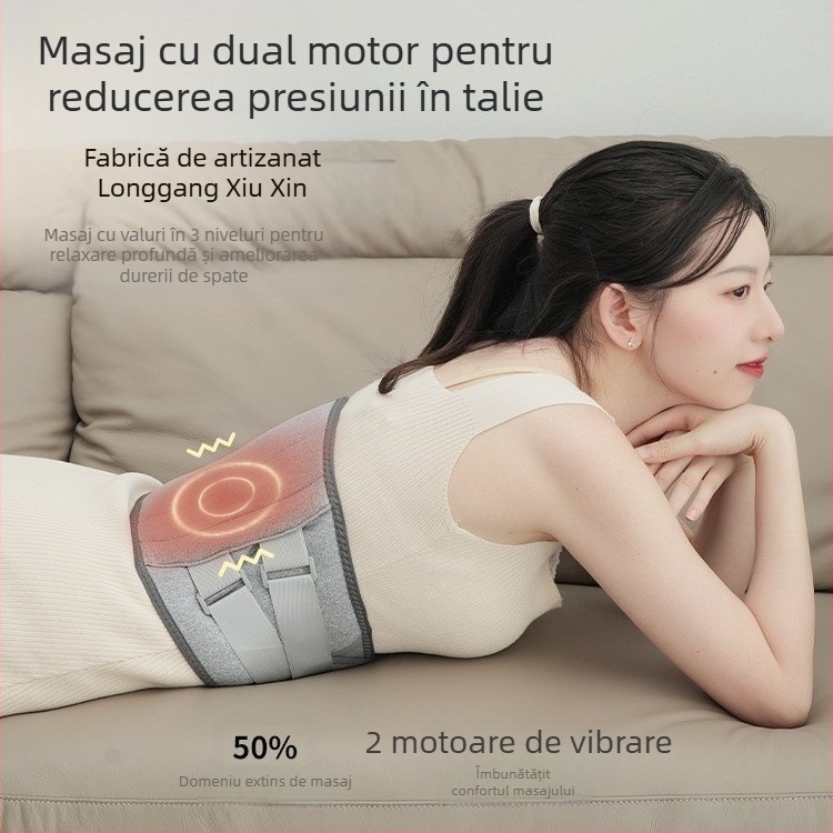 Bandă de masaj pentru talie, încălzire electrică cu vibrație și compresie caldă, 45-65°C, 7.5W, 3.7V