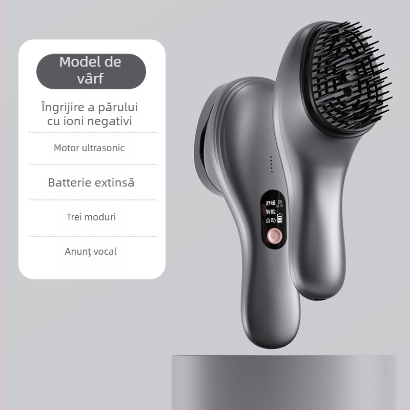 Masajer electric pentru scalp – reîncărcabil, control prin buton, vibrație în 3 trepte, model YHL-818