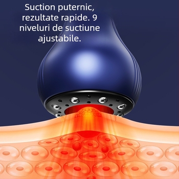 Dispozitiv de cupping cu vid, alimentare USB, model A700, masaj pentru meridiane, temperatură reglabilă 30–60°C, 9 trepte, corp ABS