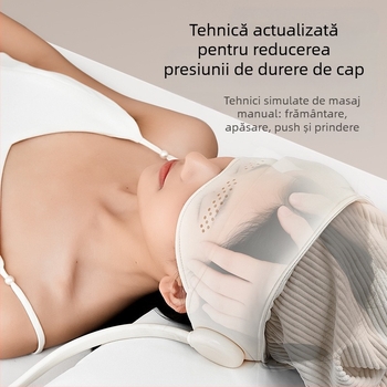 Masajer pentru cap cu cască integrată pentru cap și ochi, reîncărcabil, masaj cu pernă de aer, 3 viteze, control cu buton, model HD-01