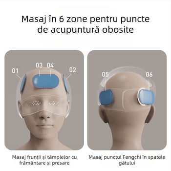 Masajer pentru cap cu cască integrată pentru cap și ochi, reîncărcabil, masaj cu pernă de aer, 3 viteze, control cu buton, model HD-01