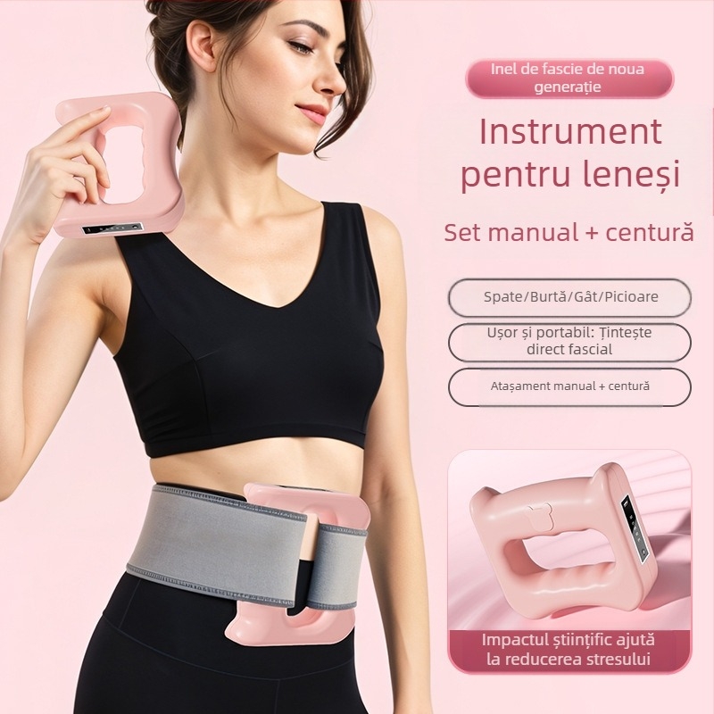 Mini masaj fascial cu curea inelară, model A6 — masaj vibrațional alimentat cu baterie, pentru cap, gât, spate și membre, carcasă ABS