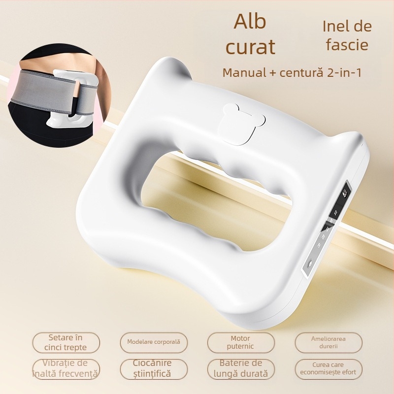 Mini masaj fascial cu curea inelară, model A6 — masaj vibrațional alimentat cu baterie, pentru cap, gât, spate și membre, carcasă ABS